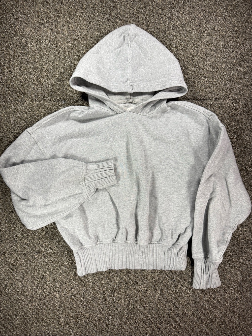 Aerie Gray Cropped Hoodie with Ribbed Waistband - Size XS